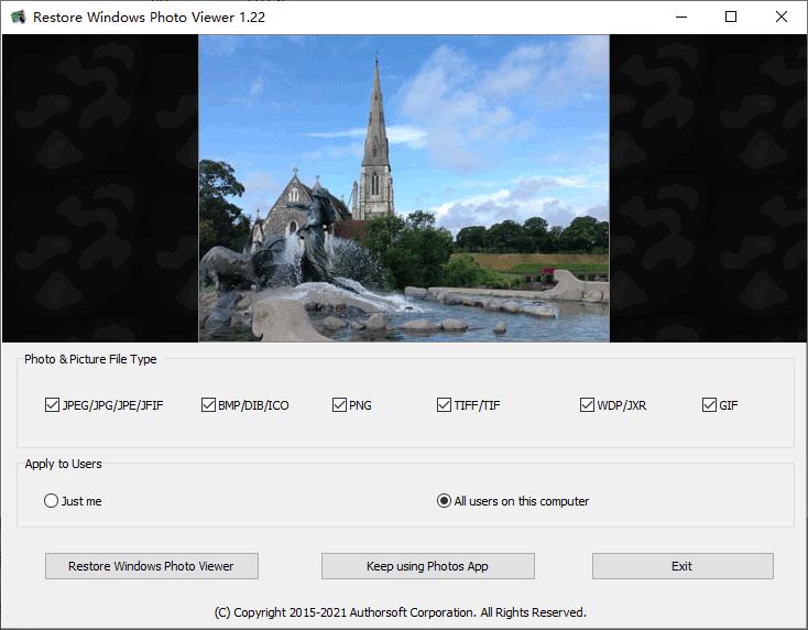 Restore Windows Photo Viewer下载,看图工具